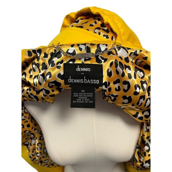 DENNIS BY DENNIS BASSO OVERSIZED YELLOW RAIN JACKET COAT XS SPRING CLASSY PREPPY - Picture 4 of 5